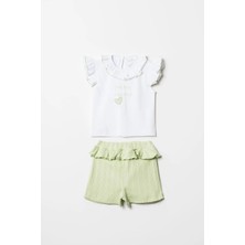 Hafy Baby "Hello World"Fırfır Yakalı, Kız Bebek Şortlu Takım