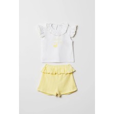 Hafy Baby "Hello World" Fırfır Yakalı, Kız Bebek Şortlu Takım