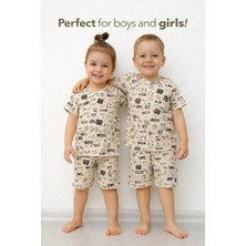 Aden Kids Kız Erkek Cocuk Yazı Baskılı Yazlık Pijama Takımı