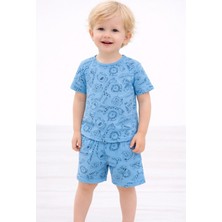 Aden Kids Erkek Çocuk Mavi Saferi Baskılı Yazlık Pijama Takımı