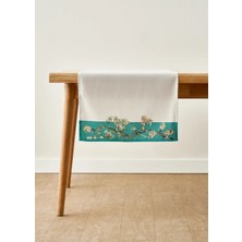 Bella Maison Van Gogh Almond Blossom Pamuklu Baskılı Runner Turkuaz (50X150 Cm)