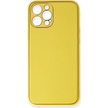 Iphone 12 Pro Max Kılıf Co Deri Kapak - Sarı