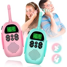 Özgürce Çocuk Telsizi 2'li Set, Şarjlı, LCD Ekranlı, Mavi, Eğlenceli ve Güvenli