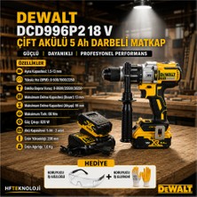 Dewalt 18 V Çift Akülü 5 Ah Darbeli Matkap + Iş Gözlüğü ve Iş Eldiveni Hediye