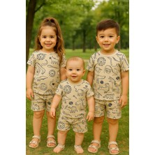 Aden Kids Saferi Krem Reng Yazlık Pijama Takımı