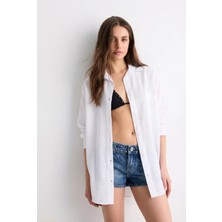 Paw Garage Kadın Perry Keten Gömlek Oversize