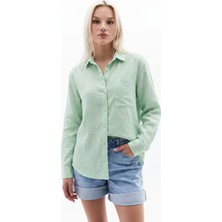 Paw Garage Kadın Perry Keten Gömlek Oversize