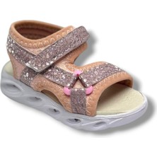 Arzen Bebe 222-26 Simli Işıklı Cırtlı Anatomik Kız Çocuk Sandalet 22-25