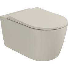 VitrA Metropole Round Quantum Flush, 7910B422-0090 Asma Klozet, 56 cm, Mat Kum Beji, Kapak Dahil Değildir