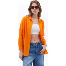 Paw Garage Kadın Perry Keten Gömlek Oversize