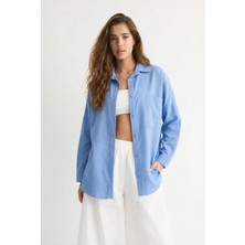 Paw Garage Kadın Perry Keten Gömlek Oversize