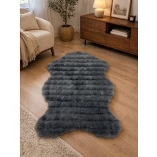 Ruha Home Peluş Post Halı Antrasit Renk – Yumuşak Dokulu Dekoratif Kürk Halı | Kaymaz Taban | Modern Ev Dekorasyonu