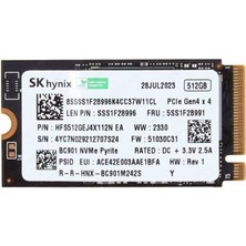 Sk Hynix BC901 512GB 2242 Pcıe Gen4 X4 M.2 Nvme SSD HFS512GEJ4X112N Kutusuz Tray
