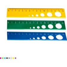 Ark 15 cm Çok Fonksiyonlu Renkli Cetvel ve Daire Şablonu Seti