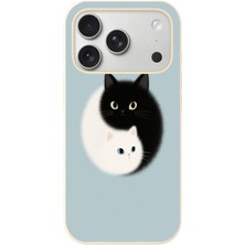 Le Balvo Iphone 17 Pro Uyumlu Yin Yang Kediler Baskılı Silikon Kılıf
