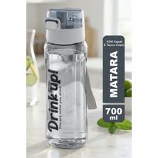 Meleni Home Taşıma Kulplu Matara - 700 ml Kilitli Kapak Su Şişesi Okul Spor Seyahat Günlük Yaşam Suluk Gri