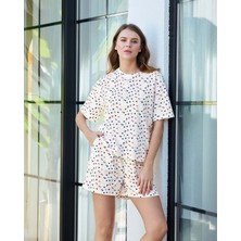 Aydoğan Kadın Oversize Kısa Kollu Şortlu Pamuklu Pijama Takımı