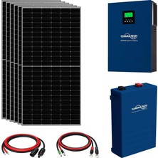 Teknovasyon Arge 6X600W Topcon Güneş Paneli 8kva Inverter 51.2V 100AH Lityum Bataryalı Hazır Solar Enerji Paketi