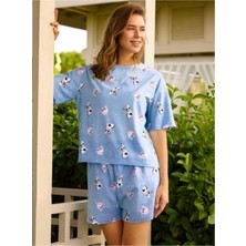 Aydoğan Kadın Oversize Kısa Kollu Şortlu Pamuklu Pijama Takımı