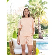 Aydoğan Kadın Oversize Kısa Kollu Şortlu Pamuklu Pijama Takımı