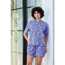 Aydoğan Kadın Oversize Kısa Kollu Şortlu Pamuklu Pijama Takımı
