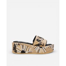 Steve Madden Decor-Emb Blk Kadın Natural-Black Topuklu Terlik Decor-Emb Blk
