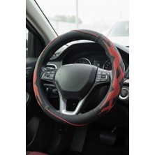 Baghes Universal Direksiyon Kılıfı Siyah Üzeri Kırmızı x Desenler