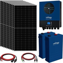Teknovasyon Arge 10X600W Topcon Güneş Paneli 11KVA Inverter 2X51.2V 100AH Lityum Bataryalı Hazır Solar Enerji Paketi