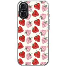 Le Balvo iphone 17 Uyumlu Kırmızı Pembe Çilekler Baskılı Silikon Kılıf