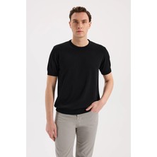 Jakamen Siyah Slim Fit Bisiklet Yaka Rayon T-Shirt
