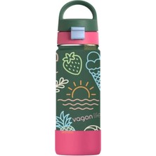 Vagonlife 550ML Yeni Koleksiyon Desenli Pipetli/pipetsiz Kullanım Kulplu Kaymaz Tabanlı Paslanmaz Çelik Termos