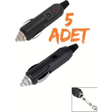 Mikasso 5 Adet LED Işıklı 12 Volt Sigortlalı Seyyar Motorsiklet Otomobil Araç Çakmaklık Fişi Soketi