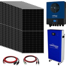 Teknovasyon Arge 16X600W Topcon Güneş Paneli 11KVA Inverter 51.2V 280AH Lityum Bataryalı Hazır Solar Enerji Paketi
