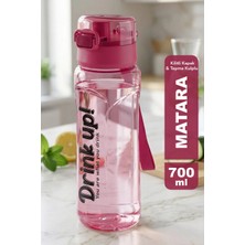 Meleni Home Taşıma Kulplu Matara - 700 ml Kilitli Kapak Su Şişesi Okul Spor Seyahat Günlük Yaşam Suluk Pembe