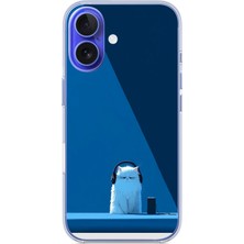 Le Balvo Iphone 16 Uyumlu Kulaklı Kedi Baskılı Silikon Kılıf