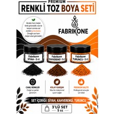 Fabrikone 3'lü Set Premium Parafin Soya Wax Toz Mum Boyası Hobi Seti - 5 cc (Siyah, Kahverengi, Turuncu) BKFAB3SKHT5G