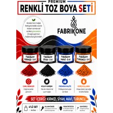 Fabrikone 4'lü Set Premium Parafin Soya Wax Toz Mum Boyası Hobi Seti - 5 cc (Kırmızı, Siyah, Mavi, Turuncu) BKFAB4KSMT5G