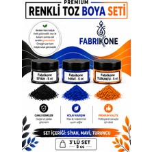 Fabrikone 3'lü Set Premium Parafin Soya Wax Toz Mum Boyası Hobi Seti - 5 cc (Siyah, Mavi, Turuncu) BKFAB3SMT5G
