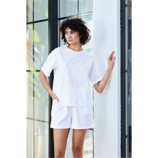 Aydoğan Kadın Oversize Kısa Kollu Şortlu Pamuklu Pijama Takımı