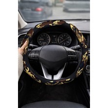 Baghes Universal Direksiyon Kılıfı Siyah Üzeri Kamuflaj Desenli Kabartmalı