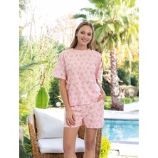 Aydoğan Kadın Oversize Kısa Kollu Şortlu Pamuklu Pijama Takımı