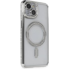 Sylar Mey Ithalat®   iPhone 13 Kılıf Joke Simli Magneticsafe Kılıf - Gümüş