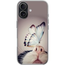 Le Balvo iphone 17 Uyumlu Kelebekli Kedi Baskılı Silikon Kılıf