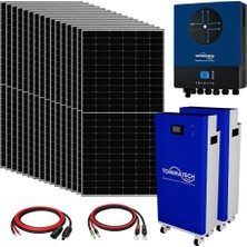 Teknovasyon Arge 16X600W Topcon Güneş Paneli 11KVA Inverter 2X51.2V 280AH Lityum Bataryalı Hazır Solar Enerji Paketi
