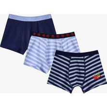 Penti Mavi Erkek Çocuk Çizgili Crab 3'lü Boxer