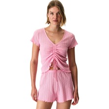 Penti Pembe Rosalie Pointel Kısa Kollu Şort Pijama Takımı