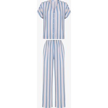Penti Mavi Ella Çizgili Pantolon Pijama Takımı