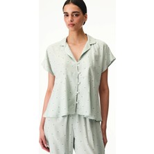 Penti Açık Yeşil Serenity Çiçekli Kısa Kollu Gömlek Pantolon Pijama Takımı