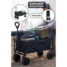 Meleni Home Katlanabilir Kamp Taşıma Arabası - Çok Amaçlı Fren Sistemli Bahçe Piknik Pazar Market Arabası