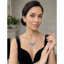 Vintage Takı Otantik Gümüş Kaplama Yeşim Dokunuşlu Antik Kolye & Zümrüt Yeşili Etnik Gerdanlık